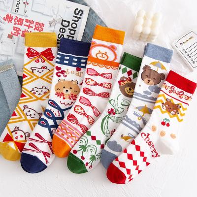 China Happy Designer Fashion Socks Cashmere Logo Fashion Socks Organic Comic Doodle Woman Luxury Long Cotton Antibacterial Custom Made for sale