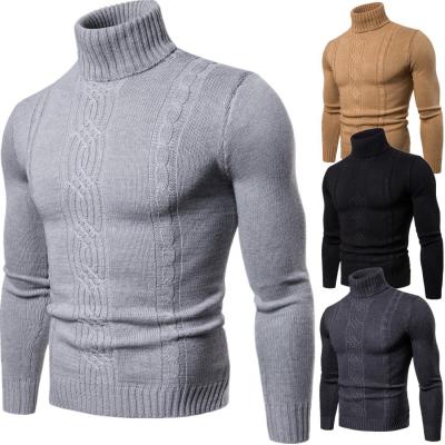 China Fashion Custom Made Winter Anti-pilling Top Neck Long Sleeve Designer 100% Cotton Jacquard Knitwear Pullovers Men Sweater Maglione DA Uomo for sale