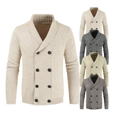 China Plus Size Men's Anti-pilling Sweaters Winter Cotton Casual Cardigan Plain Knit Double Lapel Neck Men's Button Cardigan Sweaters Maglione for sale