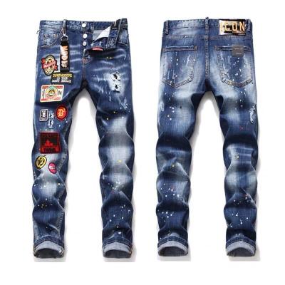 China Wholesale Men's Maple Leaf Hole Badge Slim Stretch Slim Denim Pattern Jeans De Hombre QUICK DRY Multi Designer Mens Jeans for sale