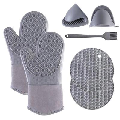 China 7Pcs Modern Heat Resistant Silicone Oven Mitts Cooking Microwave Shovel for sale