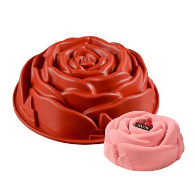 China Food Grade Disposable 3D Non Stick Rose Flower Shaped Silicone Cake Mold Chocolate Baking Heat Resistant Mold for sale