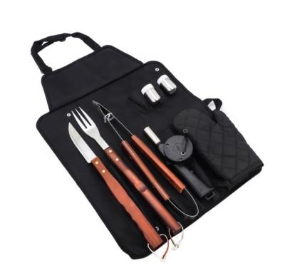 China Premium Easily Cleaned BBQ Grill Tool Kit Accessories, 8PCS Stainless Steel Grill Kit With Portable Bag And BBQ Gloves for sale