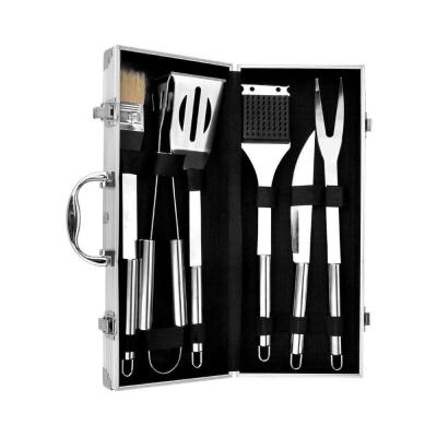 China Easily Cleaned 6 Piece BBQ Grill Tools Set Stainless Steel In Aluminum Case for sale