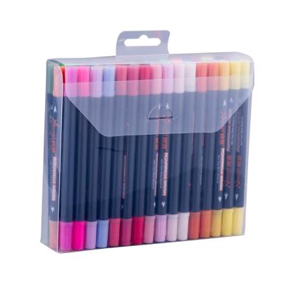 China Custom Multicolor Marker Pen Marker Set 12Pcs/Set Water Based Dual Tip Brush Pen for Sketching for sale