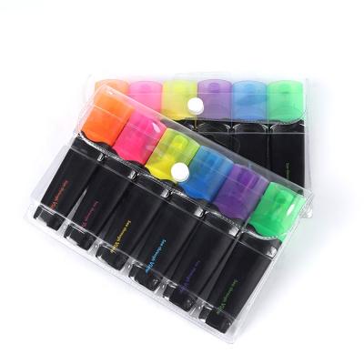 China office & School Markers Customized Small Matching Highlighter Bar Plastic Pen Highlighters Marker Set of 6 Colors NO--taxic for sale