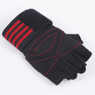 China Hot Selling Unisex Half Finger Workout Gym Fitness Weightlifting Gloves With Sport Wristband For Men for sale