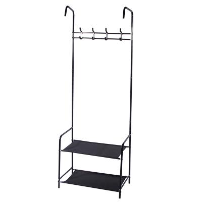 China High Quality Black Convertible Metal Coat Hanger With Hook And Shoe Rack Bench for sale