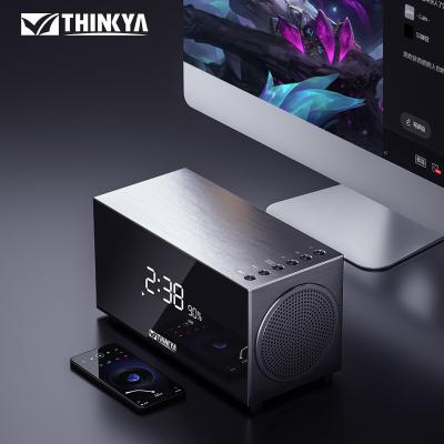 China Superb AirPlay Bass Colorful Speaker Wireless BT Mini Portable Small Steel Cannon Clock Speakers Alarm Clock for sale