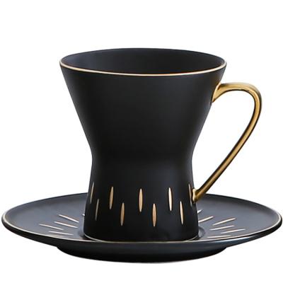 China Stocked Newest Promotional Porcelain Luxury Coffee Tea Cup Set Ceramic for sale