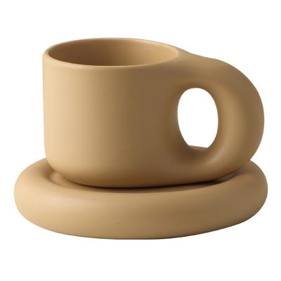 China Viable Nordic Creative Fat Cup Novelty Style Ins Ceramic Cups And Saucers Coffee Cup for sale