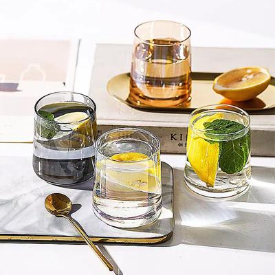 China Modern INS colored borosilicate fancy ion plated reusable water coffee soda juce whiskey drinking glass beer wine cups for sale