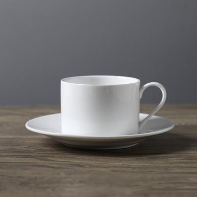 China Custom Sustainable Coffee Tea Lactose Pot Saucer White Handle Coffee Cup for sale