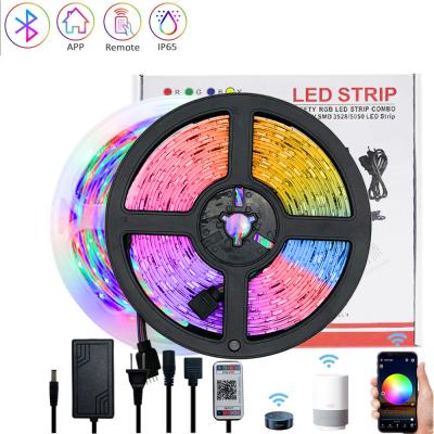 China Hot Selling Indoor Lighting LED Kit Amazon Google Home Alexa 5M 10m Smart WIFI 5050 RGB LED Strip Lights for sale