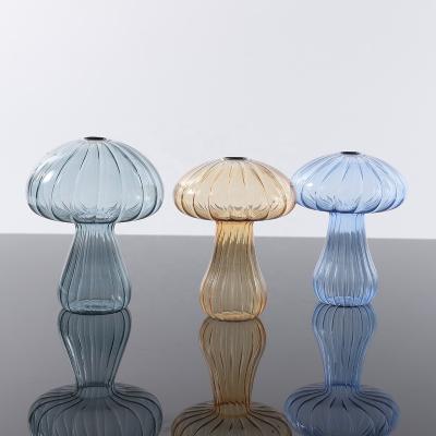 China Modern Glass Mushroom Vases for Flowers Colorful Mushroom Glass Bud Vases Decoration Elegant Home and Wedding Decor for sale