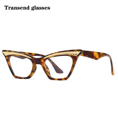 China For computer glasses 2022new fashion eyebrow decoration glass anti border blue cat eye glasses for sale