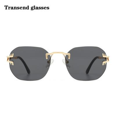 China Fashion Sunglasses Shape Trend New Style Sunglasses Rimless One Piece Oval Sunglasses for sale