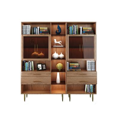 China Luxury Fashion Nordic 3 Doors Shelf High End Wooden Bookcases With Drawers for sale