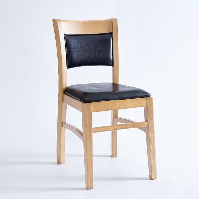 China New Arrival Modern Simple Oak Wood Frame Restaurant Hotel Leather Seat Indoor Dining Chair for sale