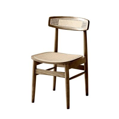 China Modern Nordic Design Ash Solid Wood Casual Dining Chair Rattan Backrest Chair for sale