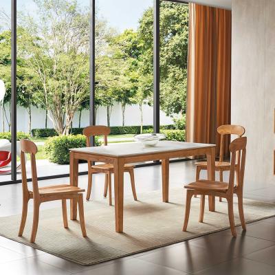 China Modern Rustic American Dining Room Furniture Long Wooden Dinner Table Set for sale