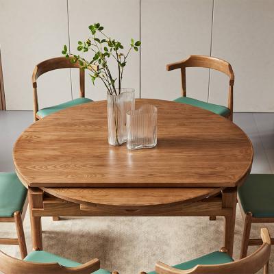 China Dining Table Extendable Italian Solid Wood Rotation and Circle Folding Dining Table Multifunctional Expandable Dining Table Set for sale