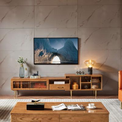 China New Modern Retractable Simple Solid Wood Table Fashion TV Cabinet With Drawer for sale