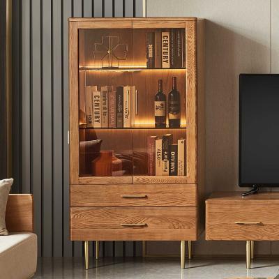 China Luxury modern wood metal waterproof living room craft storage cabinet with glass door for sale