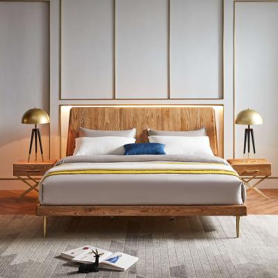 China Solid Wood King Size Bed Set Frame Mid Century New American Modern Design Wood Furniture For Bedroom Furniture for sale