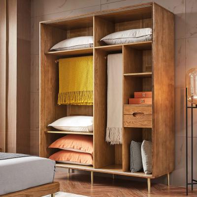 China Ash Wood Apartment Wardrobe Door Adjustable Sliding Door Bedroom Wooden Wardrobe (Other) for sale