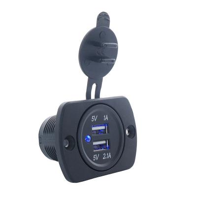 China Single USB Port 2.1A Current Charger Waterproof 12V Car Cigarette Lighter Double Socket for sale