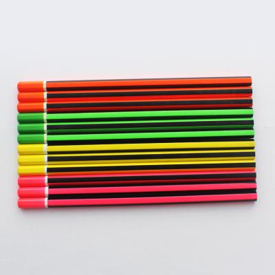 China office & School Pencil Factory HEX Graphite Soft Pencil Closed Wood Painting 12pcs HB Head Neon Pencil for sale