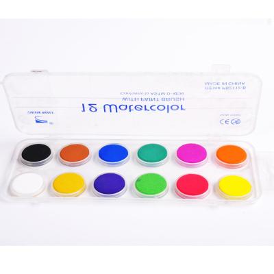 China 12 Color Plastic Box Bright High Quality Transparent Children Drawing Watercolor Cake for sale