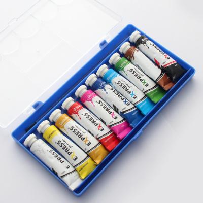 China Factory direct wholesale 10 color art paint plastic box high quality bright 10ml tempera paint for sale