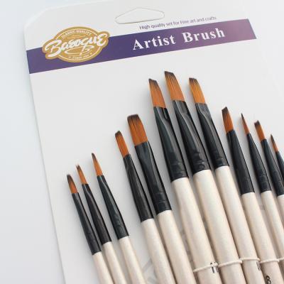 China For Students Wholesale High Quality Premium Watercolor Painting Art Flat Detail Wood Paint Brush Set for sale