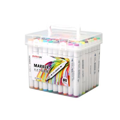 China Drawing Color Set 60 Colors Rich Color Waterproof Pastel Markers Dual Head Fine Color Marker for sale