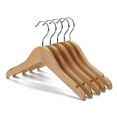 China Available Wholesale Price Natural And Antique Wooden Finish Personalied Coat Hangers For T Shirt for sale