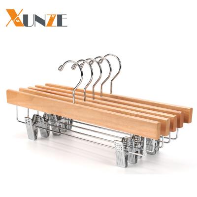 China Personalied Availabble 2021 Hot Wood Color Durable And Exquisite Wood Clip Hangers For Pants for sale