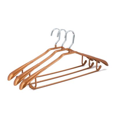 China Personalied Available Unique Design High Quality Durable Gold PVC Coated Metal Hanger Non Slip for sale