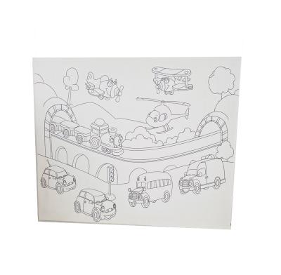 China Wholesale Custom Cartoon Vehicle Hand Paint Stretch Canvas Painting Set Diy To Paint With Paint Brush For Kid for sale