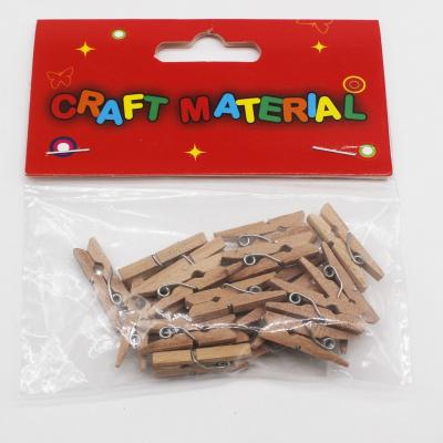 China Wholesale Europe Decor 25mm Natural Mini Wood Clip Security Wooden Cloth Peg Clothespin For Photo Hanging Display Diy Crafts for sale