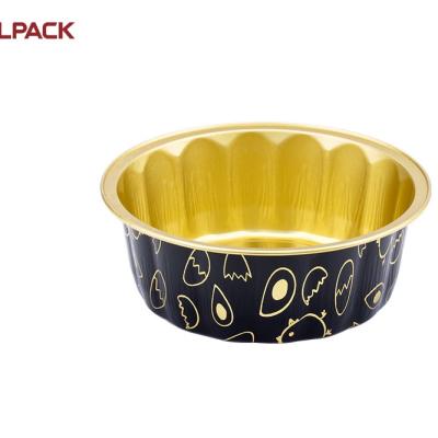 China Baking Round Shaped Tray Food Pan Aluminum Foil Colorful Microwavable Baking Containers for sale