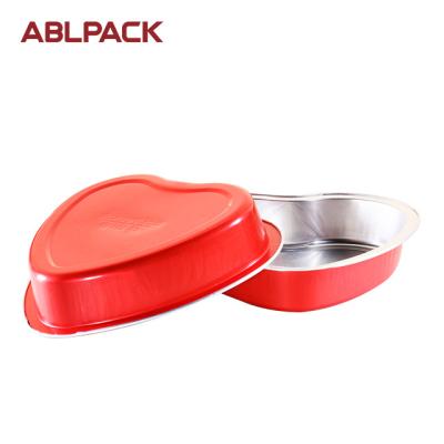 China Eco-friendly Heart Shaped Baking Cups Aluminum Foil Box Disposable Dessert Packaging 8.5oz Cake Cups for sale