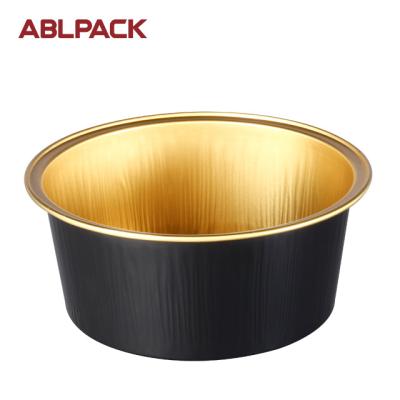 China Food Grade 125ml 4oz Eco-friendly Smooth Wall Aluminum Foil Round Cups Black Gold Dessert Baking Wrapping for sale