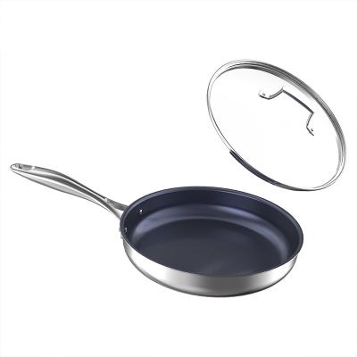 China Durable Outdoor Titanium Cookware Non Stick Deep Multi Pan Frying Pan With Glass Lid Induction for sale