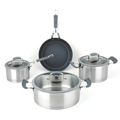 China Viable Wholesale High Quality Cooking Pots Cooking Pot Cookware Set Stainless Steel Sets Cookware 7 Pcs for sale