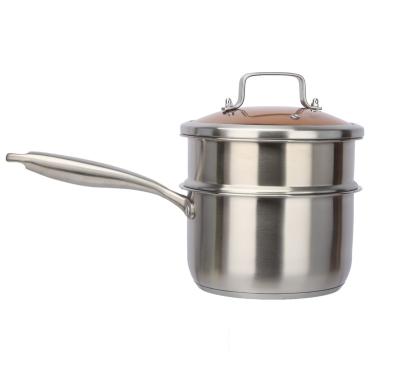 China Sustainable High Quality Small Kitchen Cookware 16cm Stainless Steel Sauce Pan With Steaming for sale