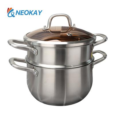 China Sustainable High Quality Premium Induction Ribbon Portable Silicone Soup Stock Pot with Lid and Steamer for sale