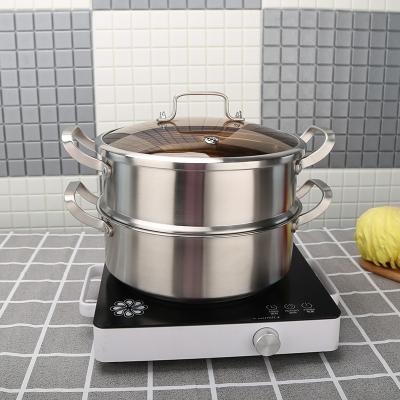 China Sustainable cooking large round deep commercial double ear glazed large soup steamer and stock pot for supplying 32 cm for sale