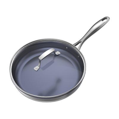 China Frying Pan Clear Glass Frying Pan Durable Multifunctional Pure Titanium Stick Non With Rivet Handle for sale